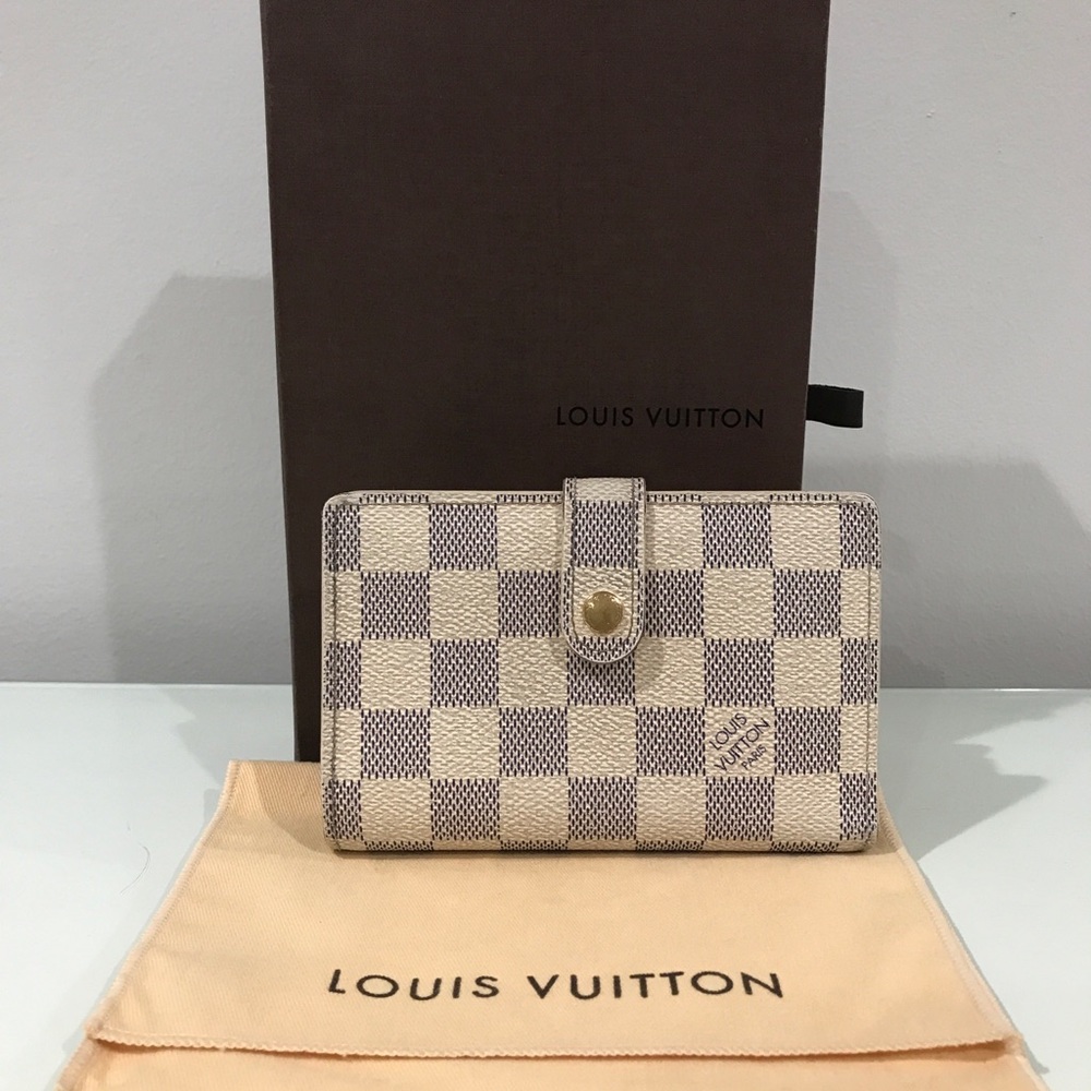 AUTH Louis Vuitton Damier Azur French Purse Wallet